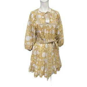 Cleobella Magdalena Long Sleeve Mini Dress in Honey Mix Print Size S